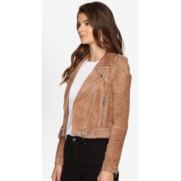 Blank NYC coffe bean Suede Moto Jacket NWT Small - Picture 12 of 13